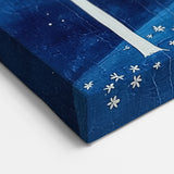 Starlit White Trees - Abstract Floral Art in Deep Blue