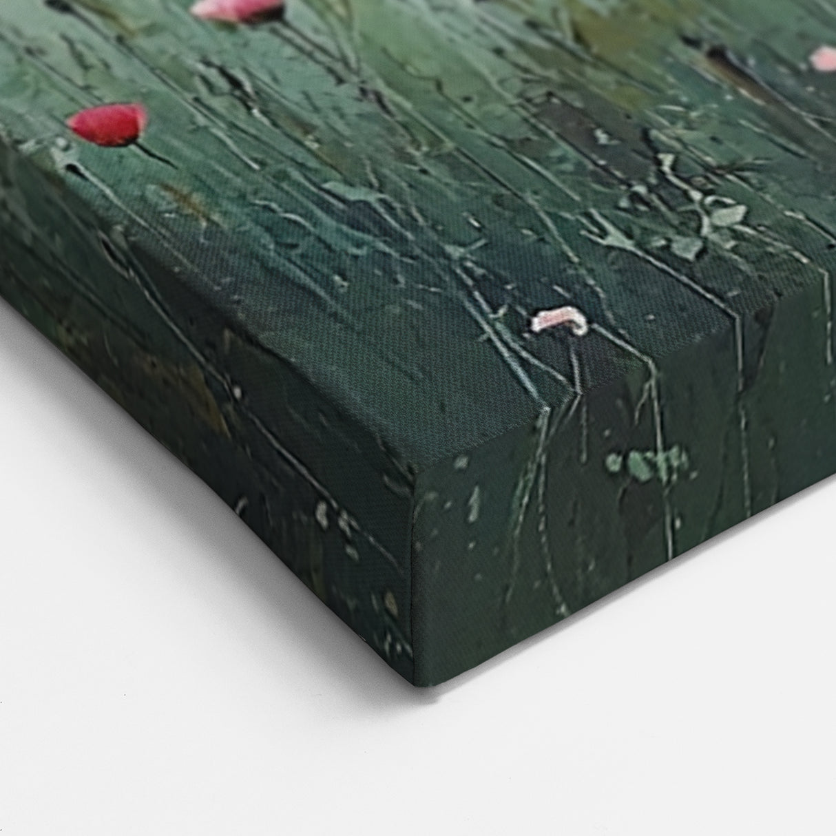 Misty Wildflower Meadow - Abstract Floral Art in Green and Pink