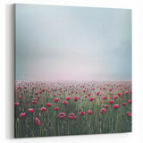 Vivid Poppy Meadow - Abstract Floral Art in Red and Green