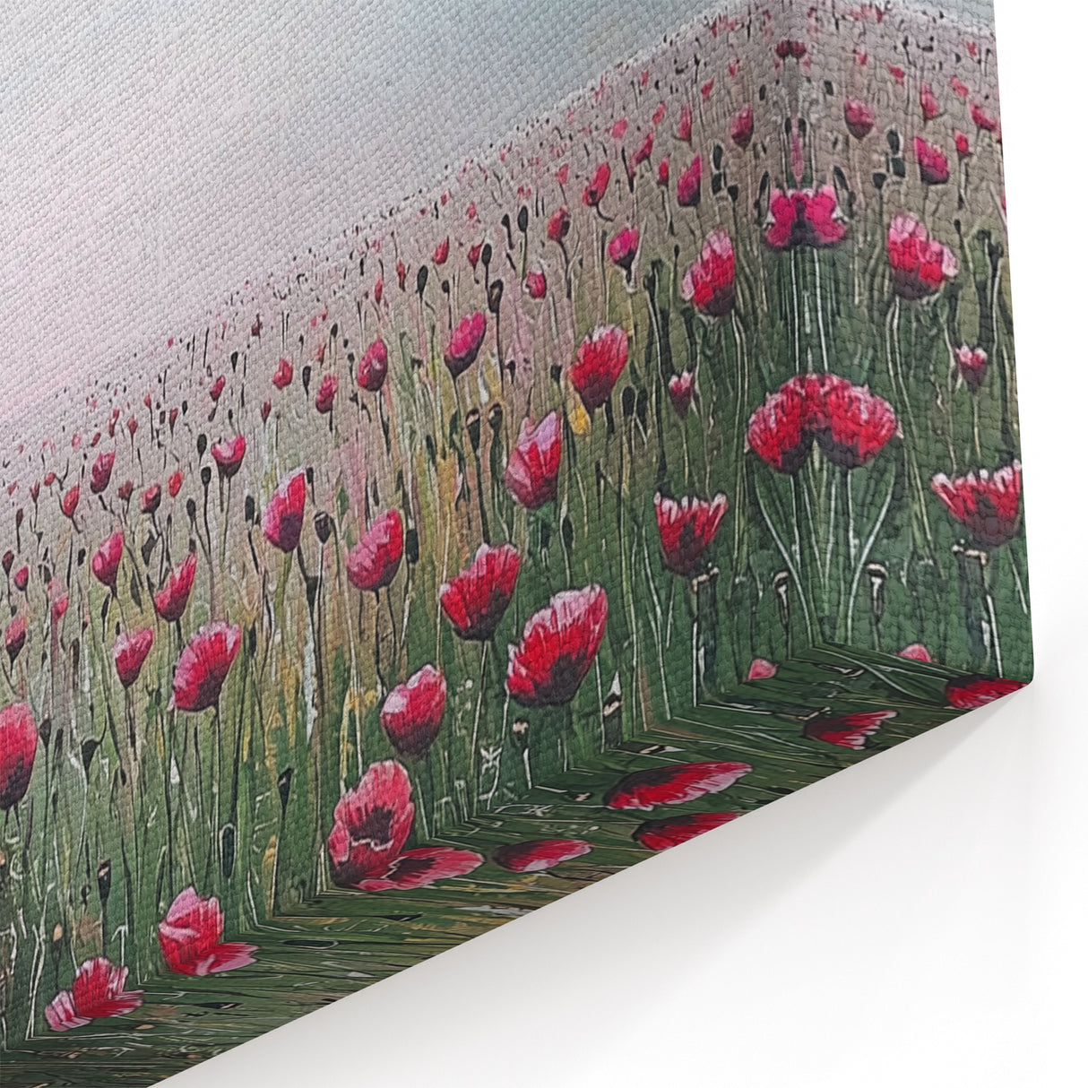 Vivid Poppy Meadow - Abstract Floral Art in Red and Green