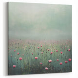 Ethereal Wildflower Field - Abstract Floral Art in Green and Pink