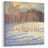 Golden Birches - Abstract Floral Wall Art with Winter Charm