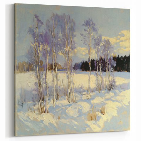 Snowy Birchscape - Abstract Floral Wall Art with Winter Beauty