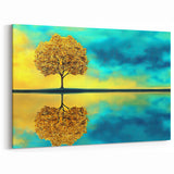 Golden Reflection - Abstract Floral Wall Art with Vibrant Colors