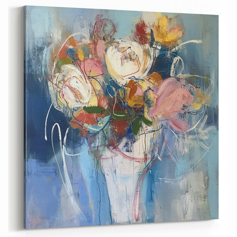Vibrant Harmony - Abstract Floral Wall Art with Bold Brushstrokes