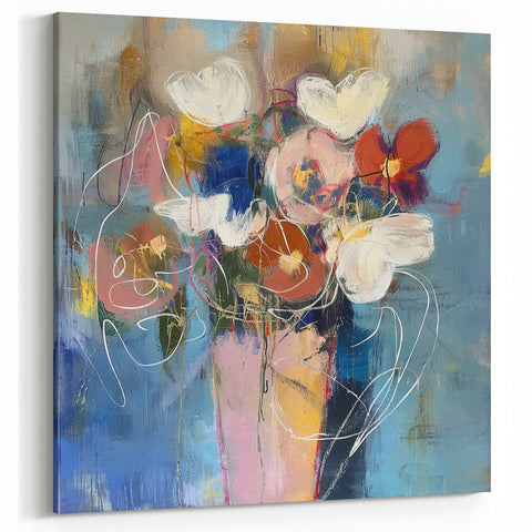 Floral Essence - Abstract Floral Wall Art with Vibrant Pastels
