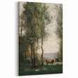 Wooded Landscape with Cows by Jean-Baptiste Corot - Classic Art Print