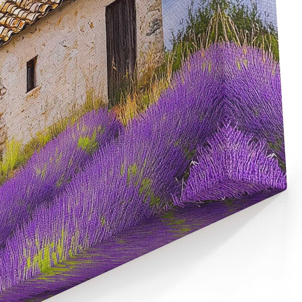 Lavender Field and Rustic Cottage Wall Art – Scenic Countryside Canvas