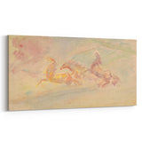 Expressionist Art: Galloping Horses on Pastel Canvas - Modern Elegance