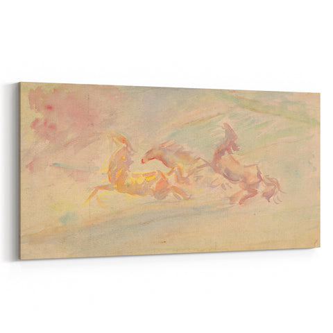 Expressionist Art: Galloping Horses on Pastel Canvas - Modern Elegance