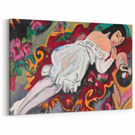 Expressionist Portrait – Girl in White Chemise Abstract Canvas Print