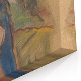 Expressionist Landscape – Girl with Dog Pastel Canvas Print
