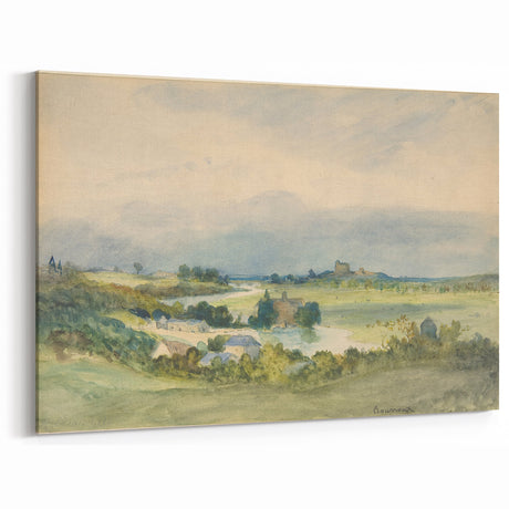 Romantic Art Print: Antoine Chintreuil's Fortified Hill Landscape