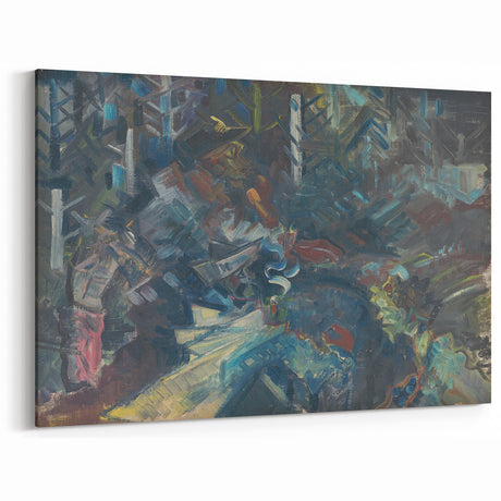 Expressionist Forest Scene – Group of Men in the Woods Canvas Print