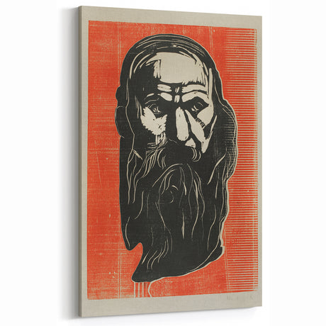 Expressionist Art - Bold Old Man Portrait in Black and Red Tones