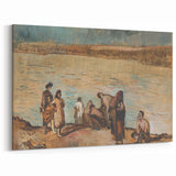 Expressionist Art - Serene River Scene with Human Figures