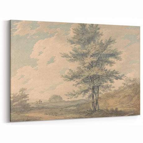 Romantic Art Prints: Serene Landscape with Trees and Figures