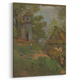 Romanticism Art: Wooden Belfry and Rustic Village Canvas Print