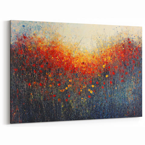 Fiery Abstract Floral Art - Vibrant Sunset Botanical Wall Decor