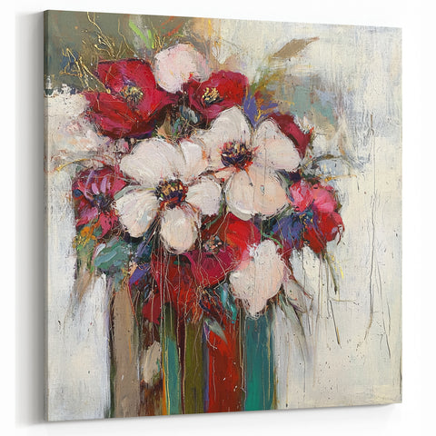 Floral Abstract Canvas Art - Vibrant Modern Botanical Design