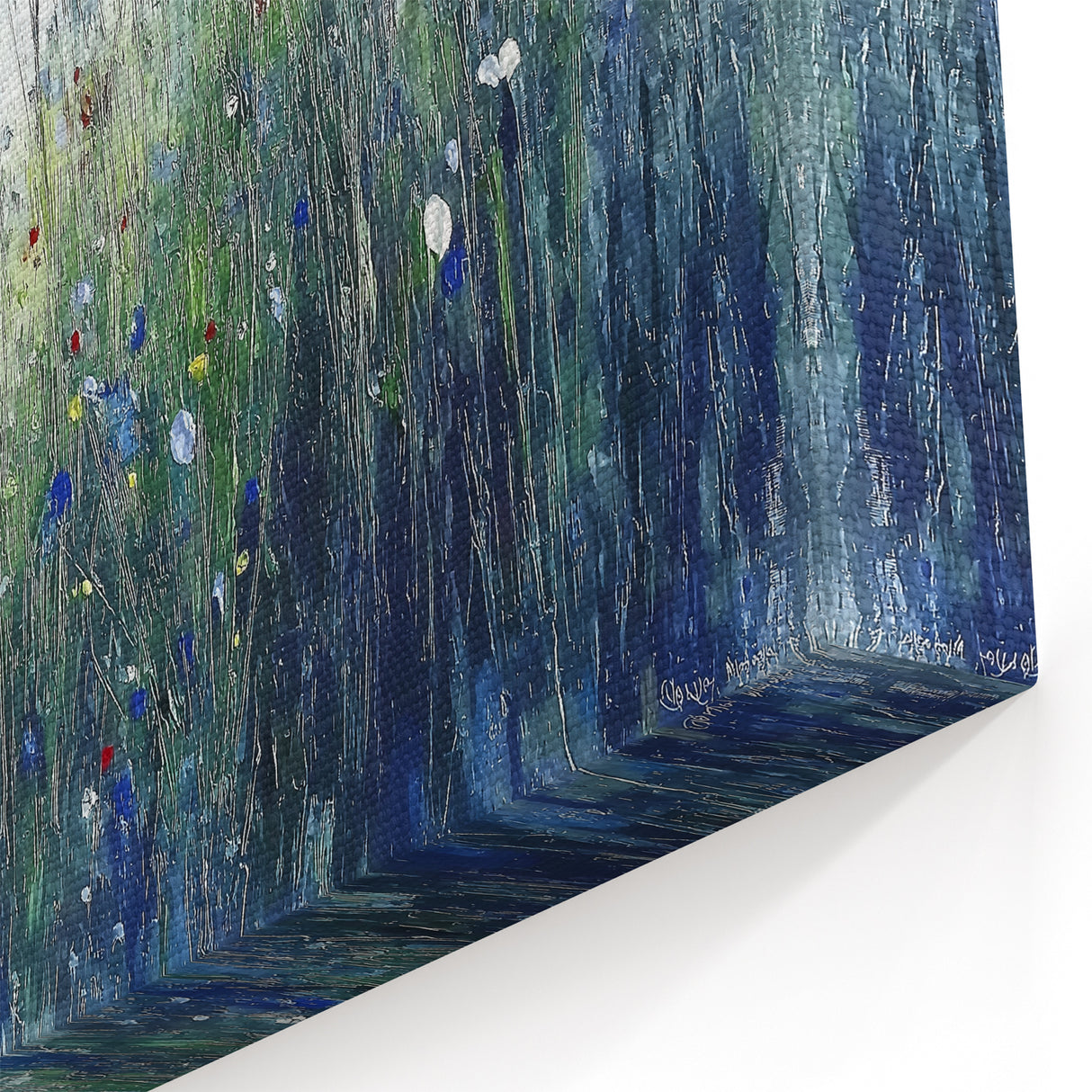 Abstract Meadow Canvas Art - Serene Green and Blue Floral Design