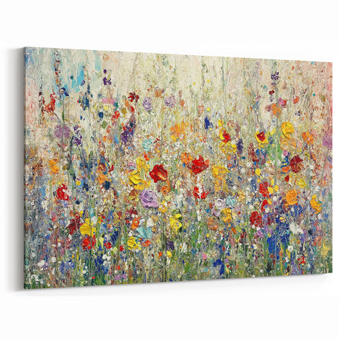 Colorful Abstract Floral Canvas - Vibrant Meadow Wall Art
