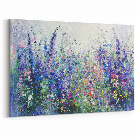 Serene Abstract Floral Canvas - Purple and Blue Meadow Art