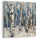 Textured Winter Forest Canvas - Birch Trees in Snowy Landscape