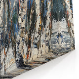 Textured Winter Forest Canvas - Birch Trees in Snowy Landscape