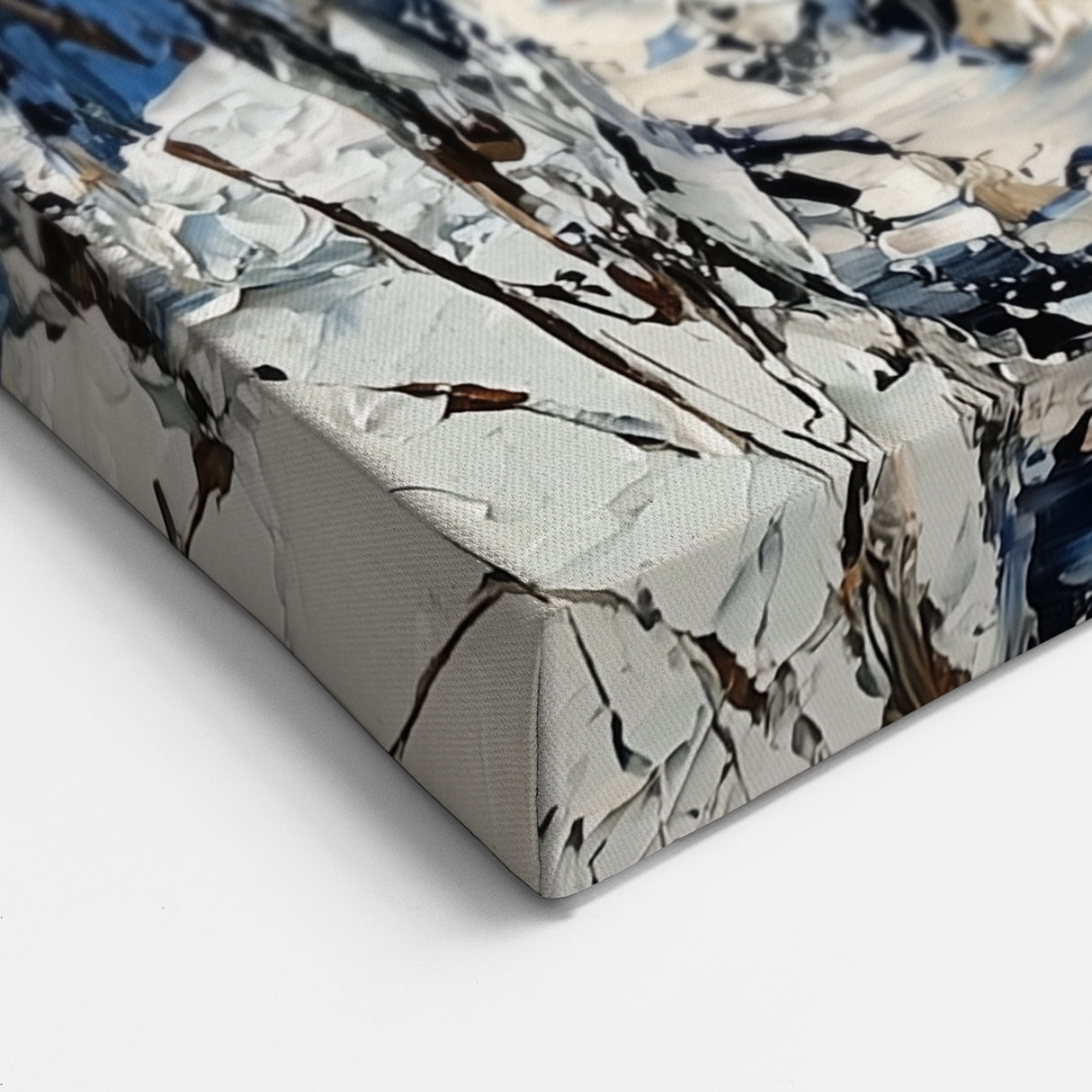 Textured Winter Forest Canvas - Birch Trees in Snowy Landscape