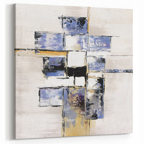 Abstract Blue and Gold Geometric Design - Modern Canvas Wall Art