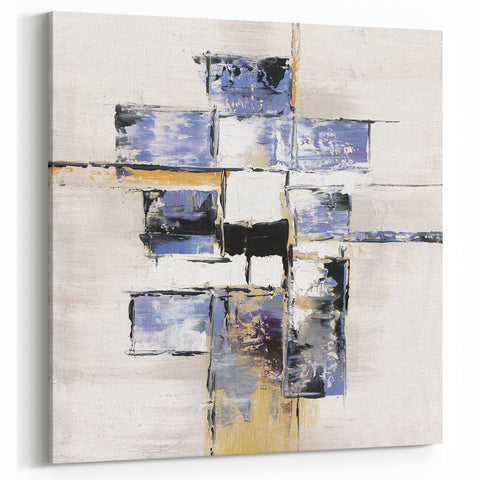 Abstract Blue and Gold Geometric Design - Modern Canvas Wall Art