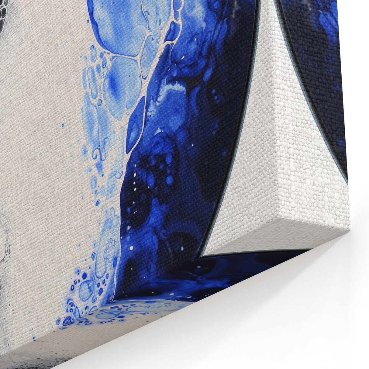 Circular Black and Blue Abstract Art - Geometric Wall Decor