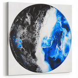 Dynamic Black and Blue Circular Art - Abstract Geometric Wall Piece