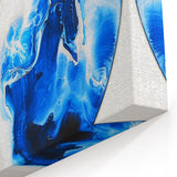 Dynamic Black and Blue Circular Art - Abstract Geometric Wall Piece