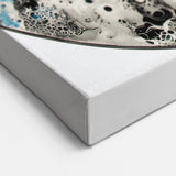 Black and Blue Ocean Flow - Abstract Circular Wall Art