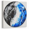 Abstract Oceanic Flow Design - Blue and Black Circular Wall Art