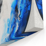 Abstract Oceanic Flow Design - Blue and Black Circular Wall Art