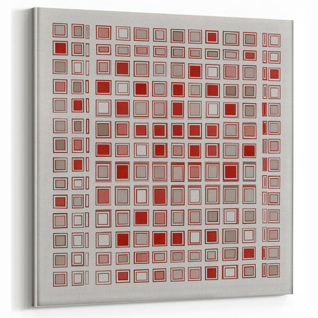 Red and Beige Geometric Squares - Modern Abstract Wall Art