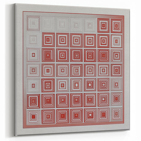 Red and White Geometric Squares - Abstract Modern Wall Art