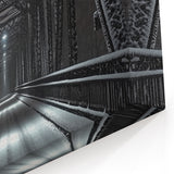 Snowy Iron Bridge at Night - Dramatic Winter Landscape Art