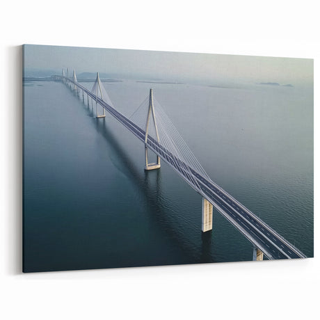 Scenic Bridge Art - Modern Coastal Cable Bridge