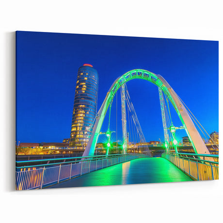 Scenic Bridge Art - Modern Green Illuminated Arch