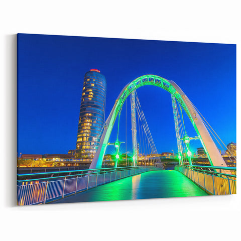 Scenic Bridge Art - Modern Green Illuminated Arch