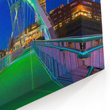 Bridge Artwork - Modern Arch Bridge with Green Lights