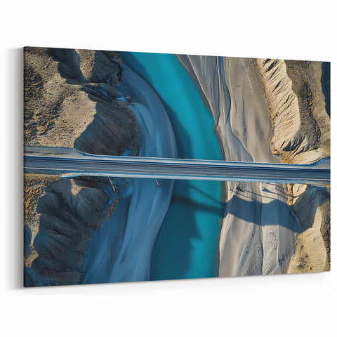 Scenic Aerial Bridge Wall Art – Serene River Landscape