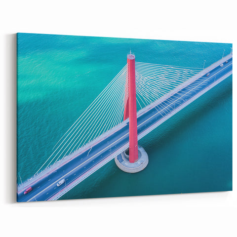 Bridge Photography Prints – Aerial Red Cable Bridge