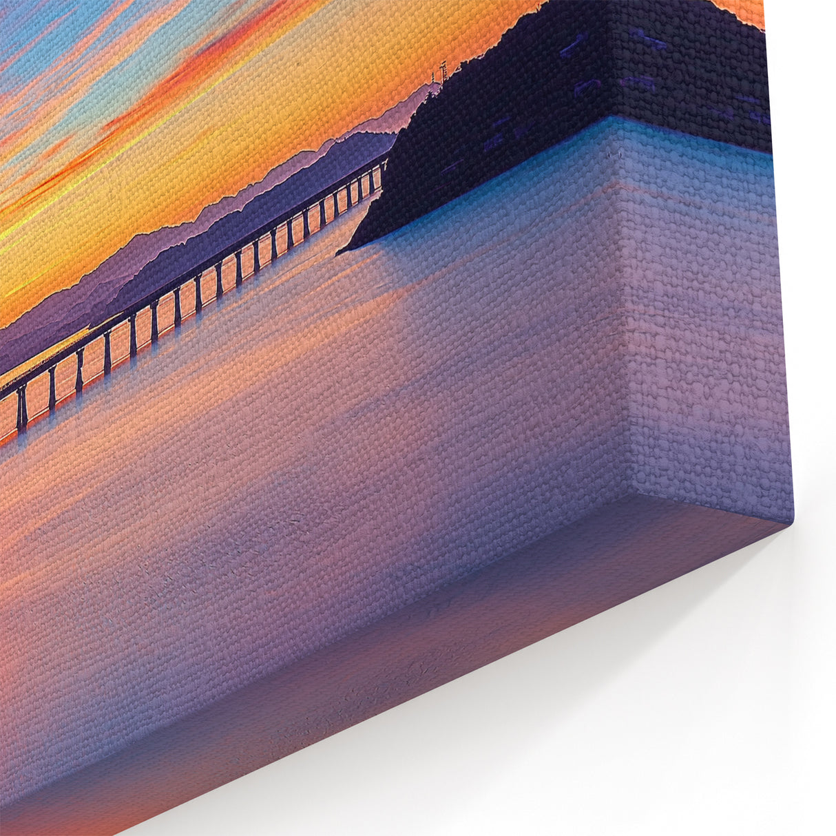 Scenic Bridge Art – Sunset Glow Over Tranquil Waters