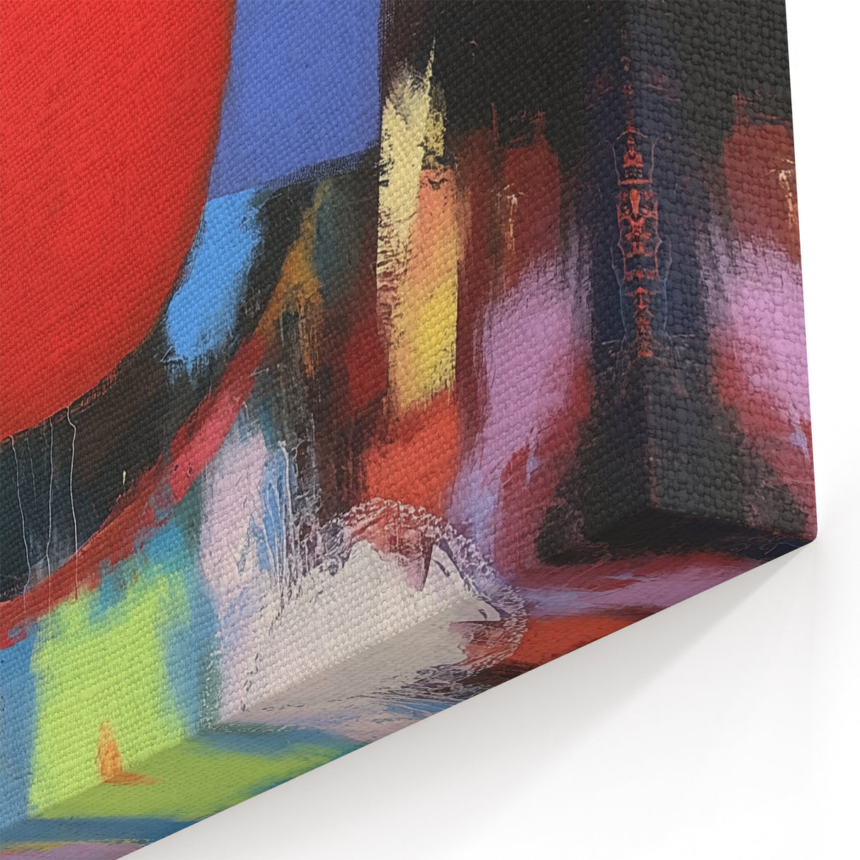 Energetic Abstract Circles in Red and Pastel Tones - Geometric Wall Art