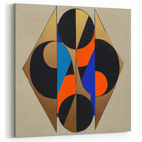 Abstract Geometric Paintings - Bold Modern Shapes with Gold Accents
